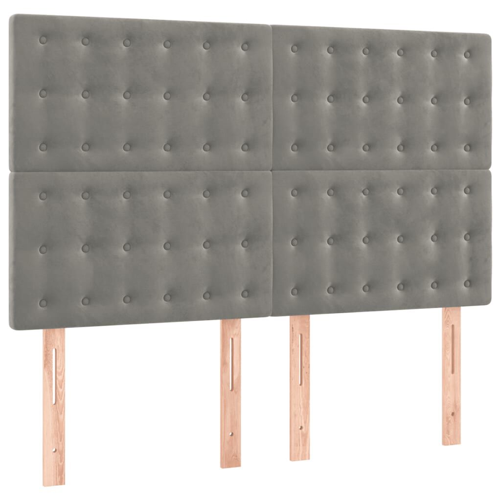 vidaXL Κρεβάτι Boxspring με Στρώμα Ανοιχτό Γκρι 140x190 εκ. Βελούδινο