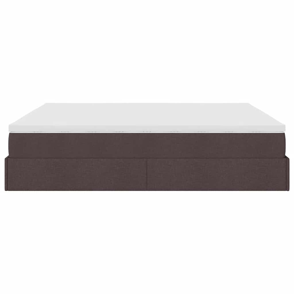 vidaXL Οθωμανικό κρεβάτι με στρώμα σκούρο καφέ 160x200cm ύφασμα