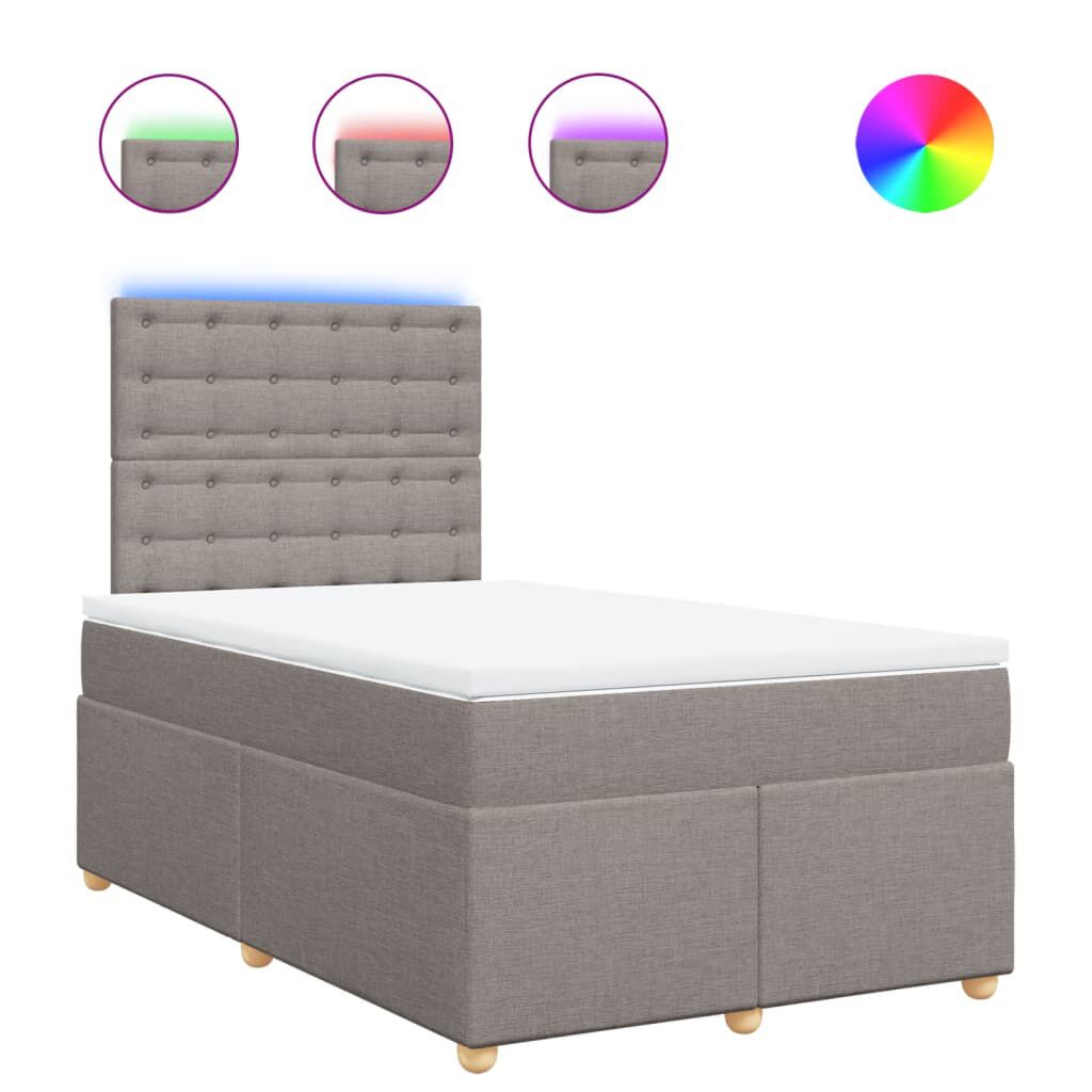 vidaXL Κρεβάτι Boxspring με Στρώμα Taupe 120x200 εκ. Υφασμάτινο