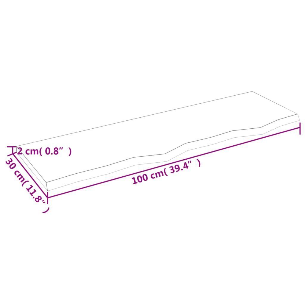 vidaXL Πάγκος Μπάνιου Σκούρο Καφέ 100x30x2 εκ. Επεξ. Μασίφ Ξύλο