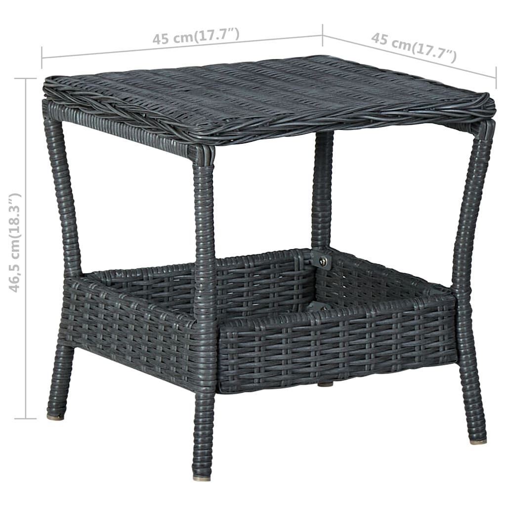 vidaXL Τραπεζάκι Κήπου Σκούρο Γκρι 45 x 45 x 46,5 εκ. Συνθετικό Ρατάν