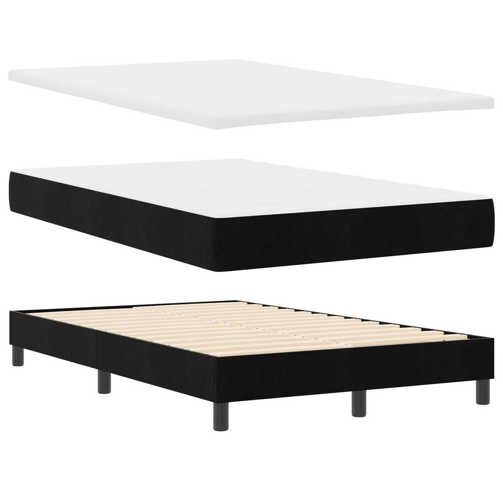 vidaXL Κρεβάτι με ελατήρια με στρώμα Μαύρο 120 x 200 cm Βελούδο