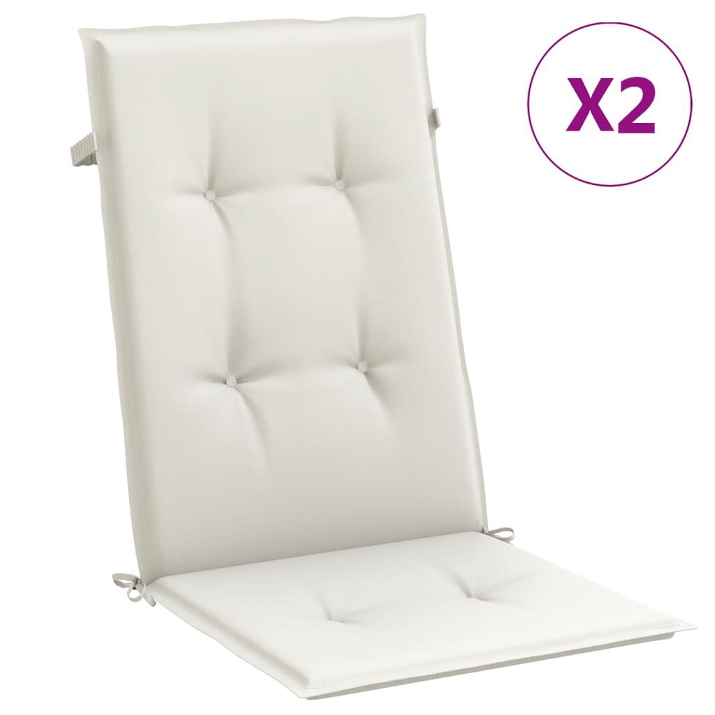 vidaXL Μαξιλάρια Καρέκλας με Πλάτη 2 τεμ. Κρεμ 120x50x7 εκ. Ύφασμα
