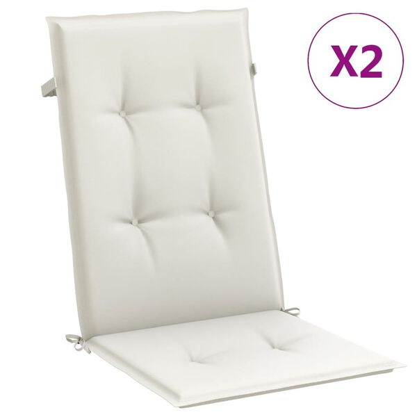 vidaXL Μαξιλάρια Καρέκλας με Πλάτη 2 τεμ. Κρεμ 120x50x7 εκ. Ύφασμα