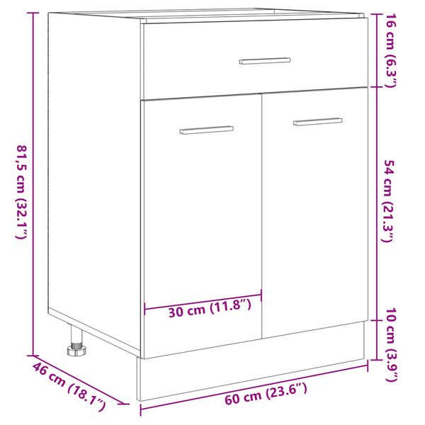 vidaXL Ντουλάπι με Συρτάρι Lyon Sonoma Δρυς 60x46x81,5 εκ. Επεξ. Ξύλο