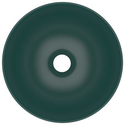 vidaXL Νιπτήρας Μπάνιου Στρογγυλός Σκούρο Πράσινο Κεραμικός