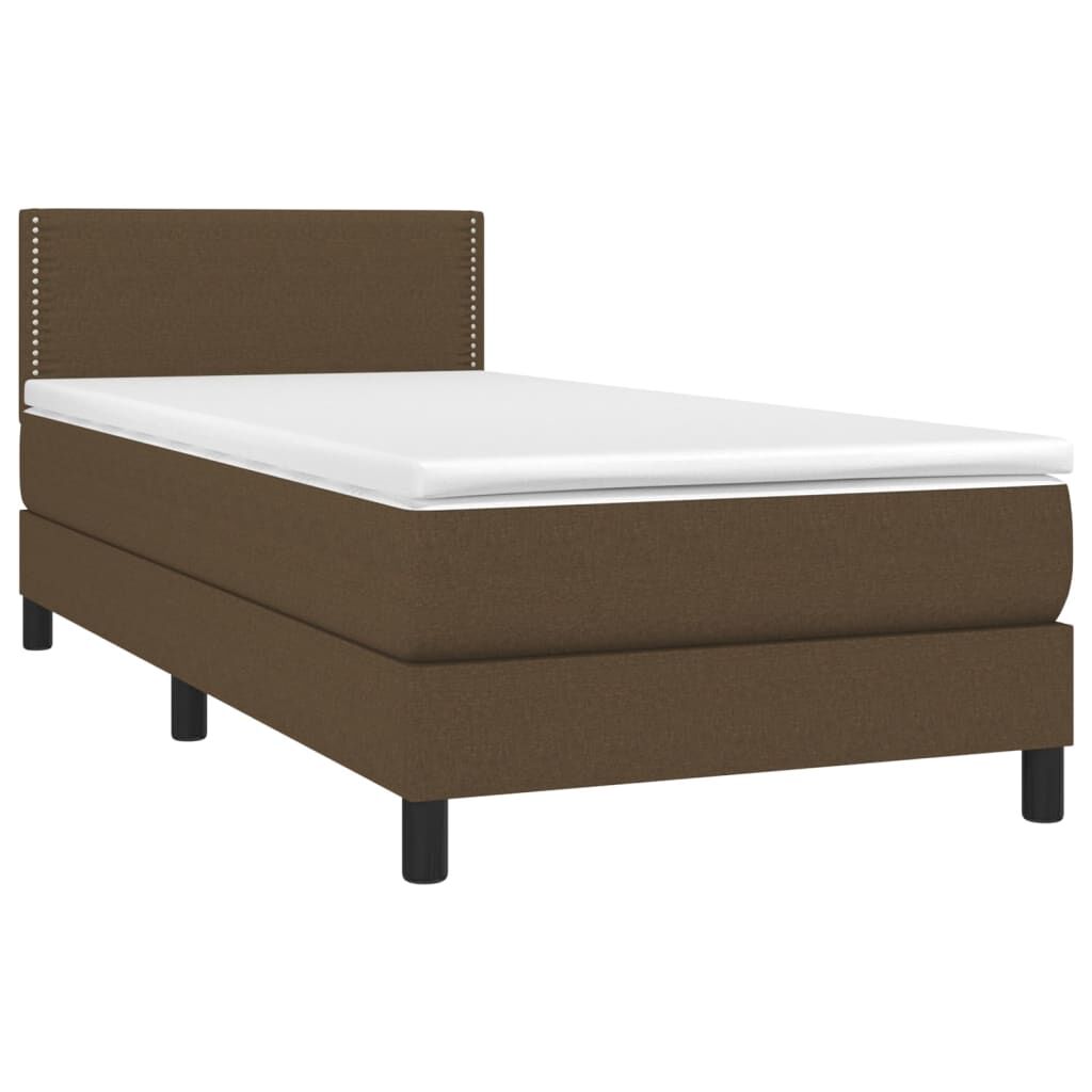 vidaXL Κρεβάτι Boxspring με Στρώμα & LED Σκ.Καφέ 80x200 εκ. Υφασμάτινο