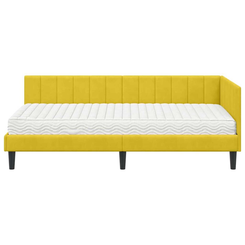 vidaXL Κρεβάτι Γωνίας με στρώμα Κίτρινο 100 x 200 cm Βελούδο