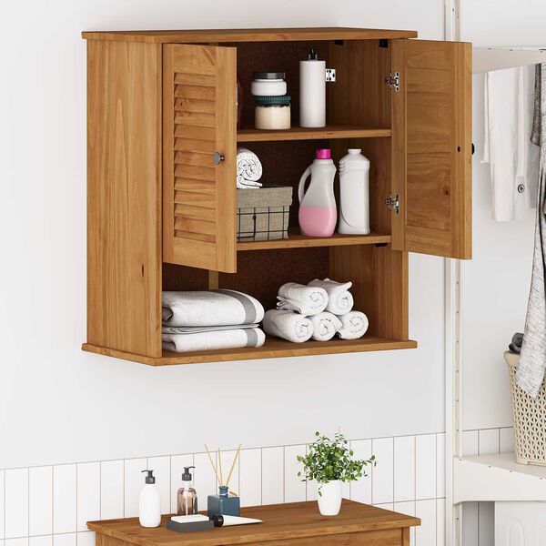 vidaXL Κρεμαστό Ντουλάπι Μπάνιου Μέλι καφέ 67.5 x 34 x 71.5 εκ