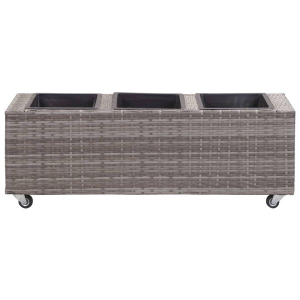 vidaXL Ζαρντινιέρα Υπερυψωμένη 3 Δοχεία Γκρι 100x30x36 εκ. Συνθ.Ρατάν