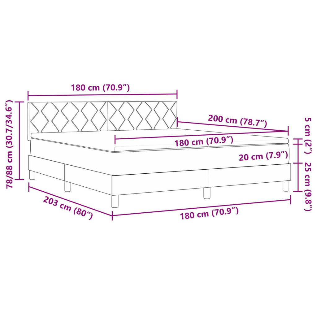 vidaXL Κρεβάτι Box Spring με Στρώμα Μαύρο Σούπερ Βασιλικό Βελούδο