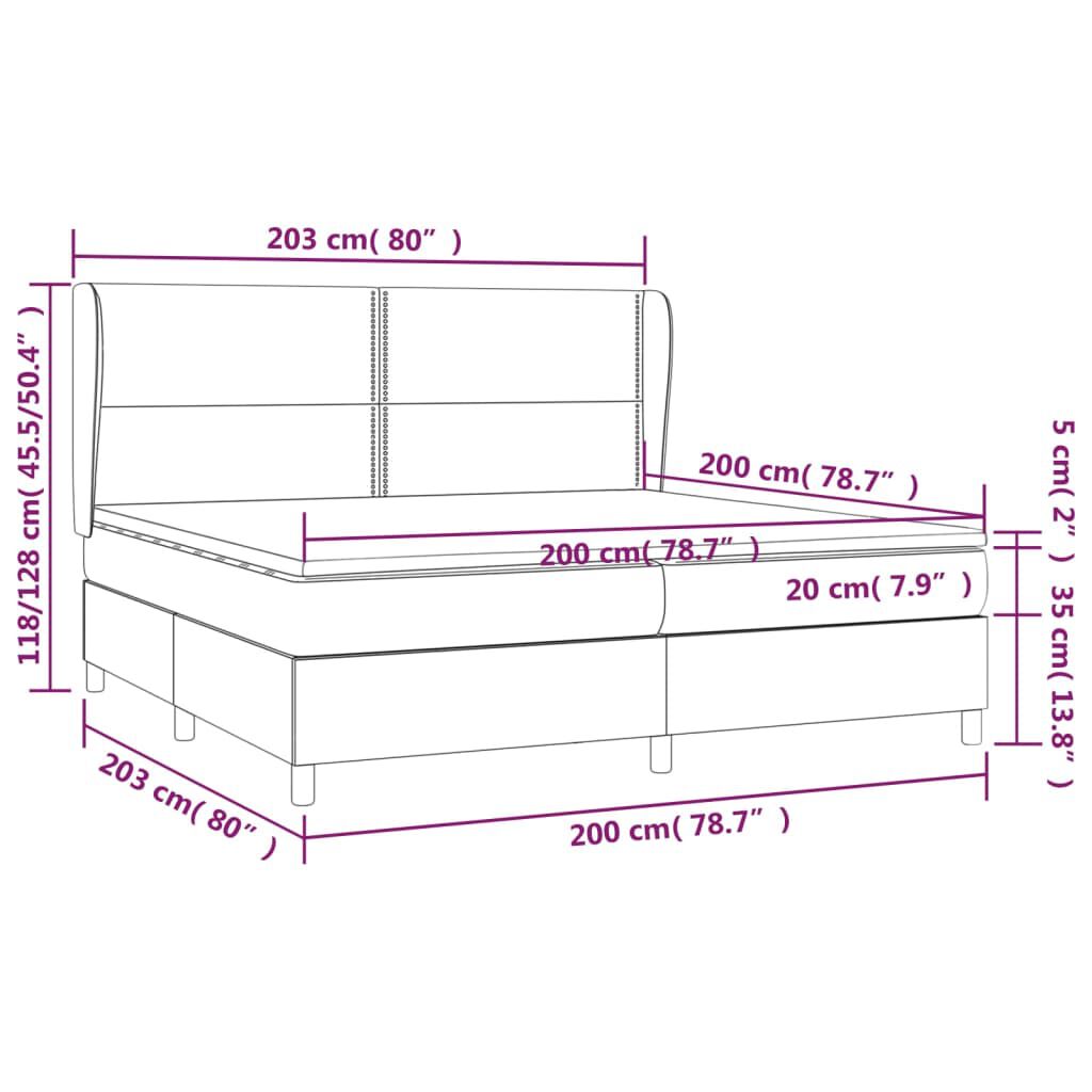 vidaXL Κρεβάτι Boxspring με Στρώμα Μαύρο 200x200 εκ. Υφασμάτινο