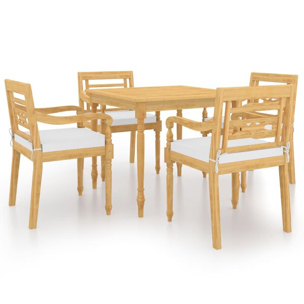vidaXL Σετ Τραπεζαρίας Κήπου 5 τεμ. από Μασίφ Ξύλο Teak με Μαξιλάρια