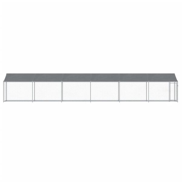 vidaXL Κλουβί Σκύλου με Οροφή και Πόρτες Γκρι 12x2x2 μ. Γαλβ. Χάλυβας
