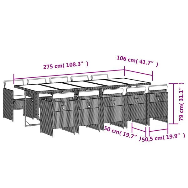 vidaXL Σετ Τραπεζαρίας Κήπου 11 τεμ. Μπεζ Συνθετικό Ρατάν με Μαξιλάρια