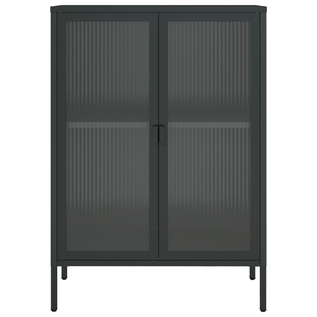 vidaXL Ντουλάπι Μαύρο 75 x 35 x 105 εκ. από Γυαλί και Ατσάλι