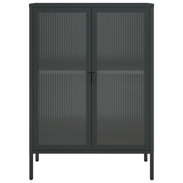 vidaXL Ντουλάπι Μαύρο 75 x 35 x 105 εκ. από Γυαλί και Ατσάλι