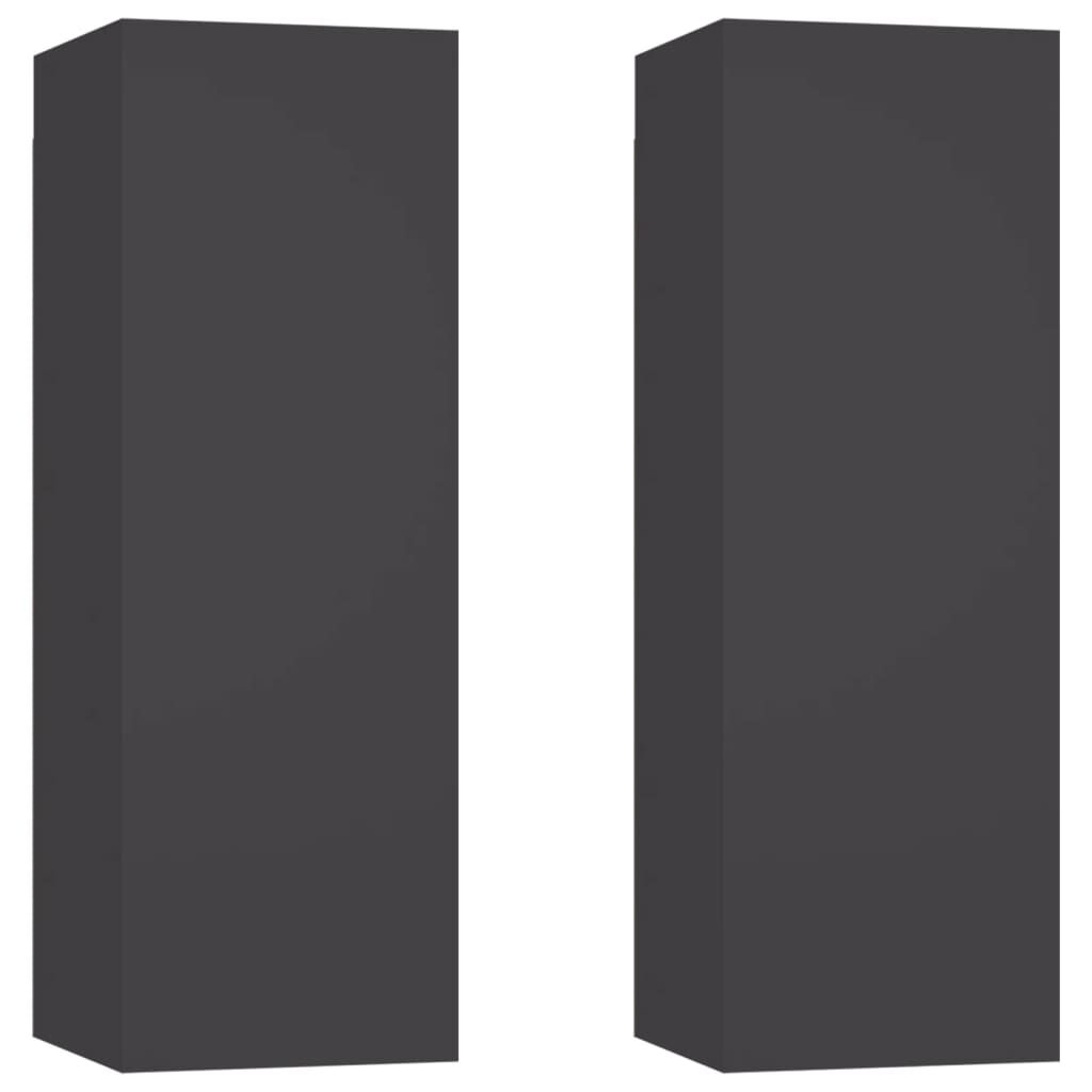 vidaXL Έπιπλα Τηλεόρασης 2 τεμ. Γκρι 30,5 x 30 x 90 εκ. από Επεξ. Ξύλο