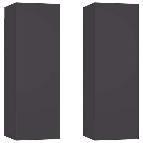 vidaXL Έπιπλα Τηλεόρασης 2 τεμ. Γκρι 30,5 x 30 x 90 εκ. από Επεξ. Ξύλο