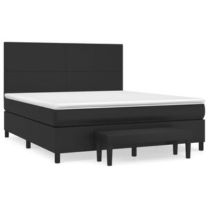 vidaXL Κρεβάτι Boxspring με Στρώμα Μαύρο 180x200εκ.από Συνθετικό Δέρμα