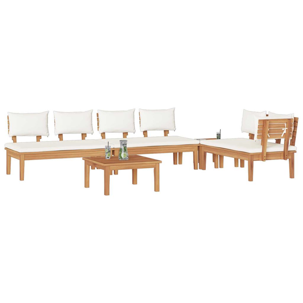 vidaXL Σετ Παγκάκι Κήπου 5 pcs Καφέ, Κρέμα Πολυ rattan, βαμμένο ατσάλι