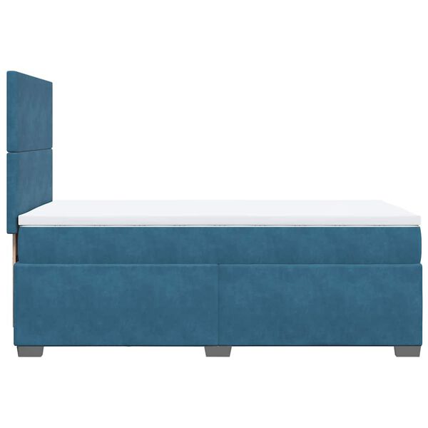 vidaXL Κρεβάτι Boxspring με Στρώμα Μπλε 80 x 200 εκ. Βελούδινο