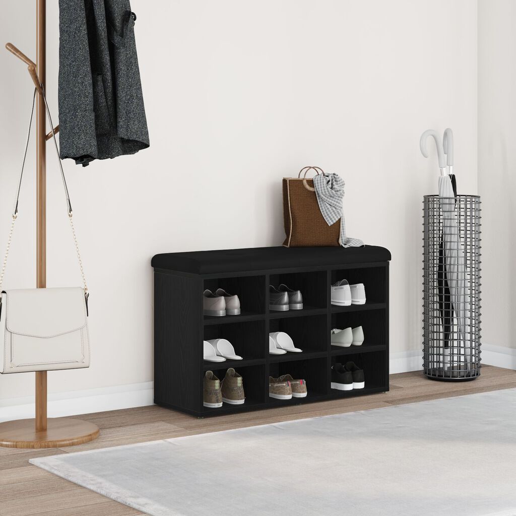 vidaXL Παγκάκι Αποθήκευσης Μαύρη Κέδρος 80x30x48 εκ. Συνθετικό Ξύλο