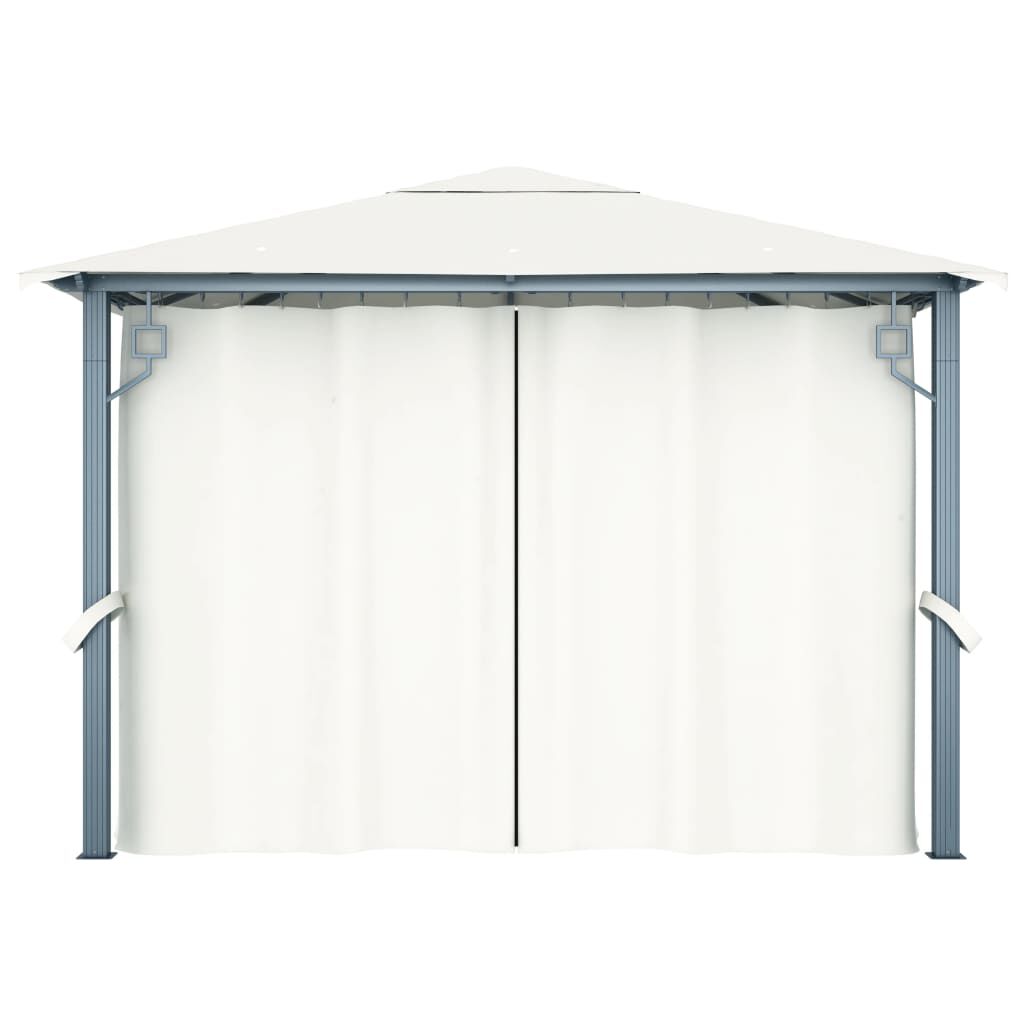 vidaXL Κιόσκι με Κουρτίνα και Φωτάκια LED Κρεμ 3 x 3 μ. Αλουμινίου
