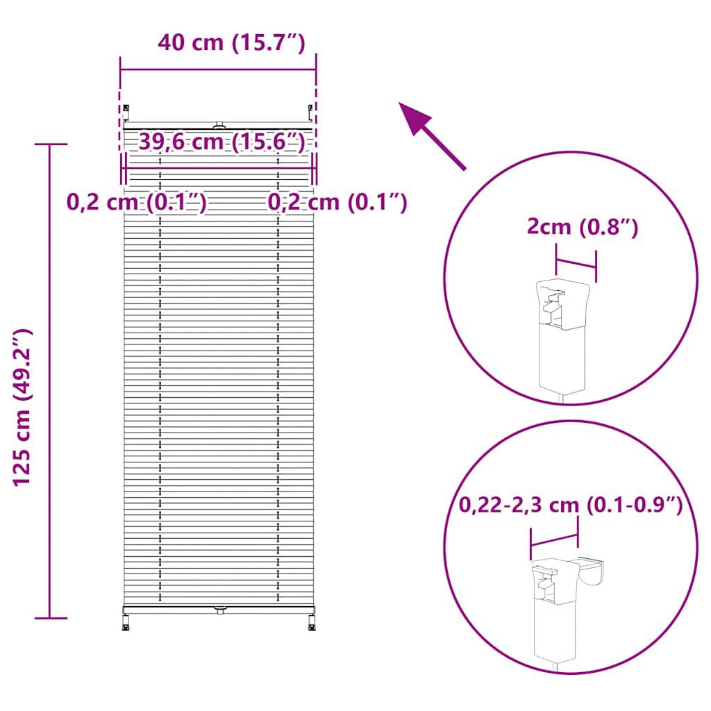 Πλισέ ρόλερ σκίασης 40x125cm Κρεμ