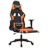 vidaXL Καρέκλα Gaming Μασάζ Υποπόδιο Μαύρο Πορτοκαλί Συνθετικό Δέρμα
