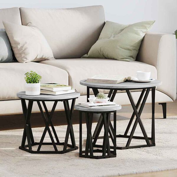 vidaXL Κομοδίνο Μονάδας 3 pcs Γκρι sonoma 53 x 53 x 40 cm