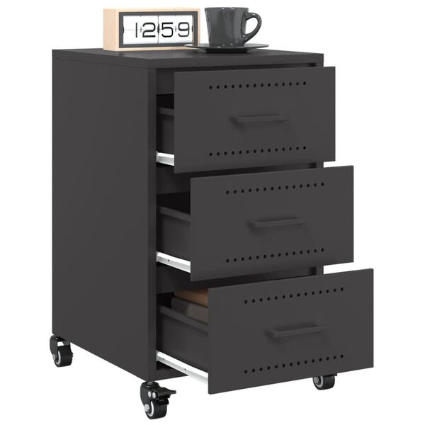 vidaXL Κομοδίνο Μαύρο 36x39x59 εκ. από Χάλυβα
