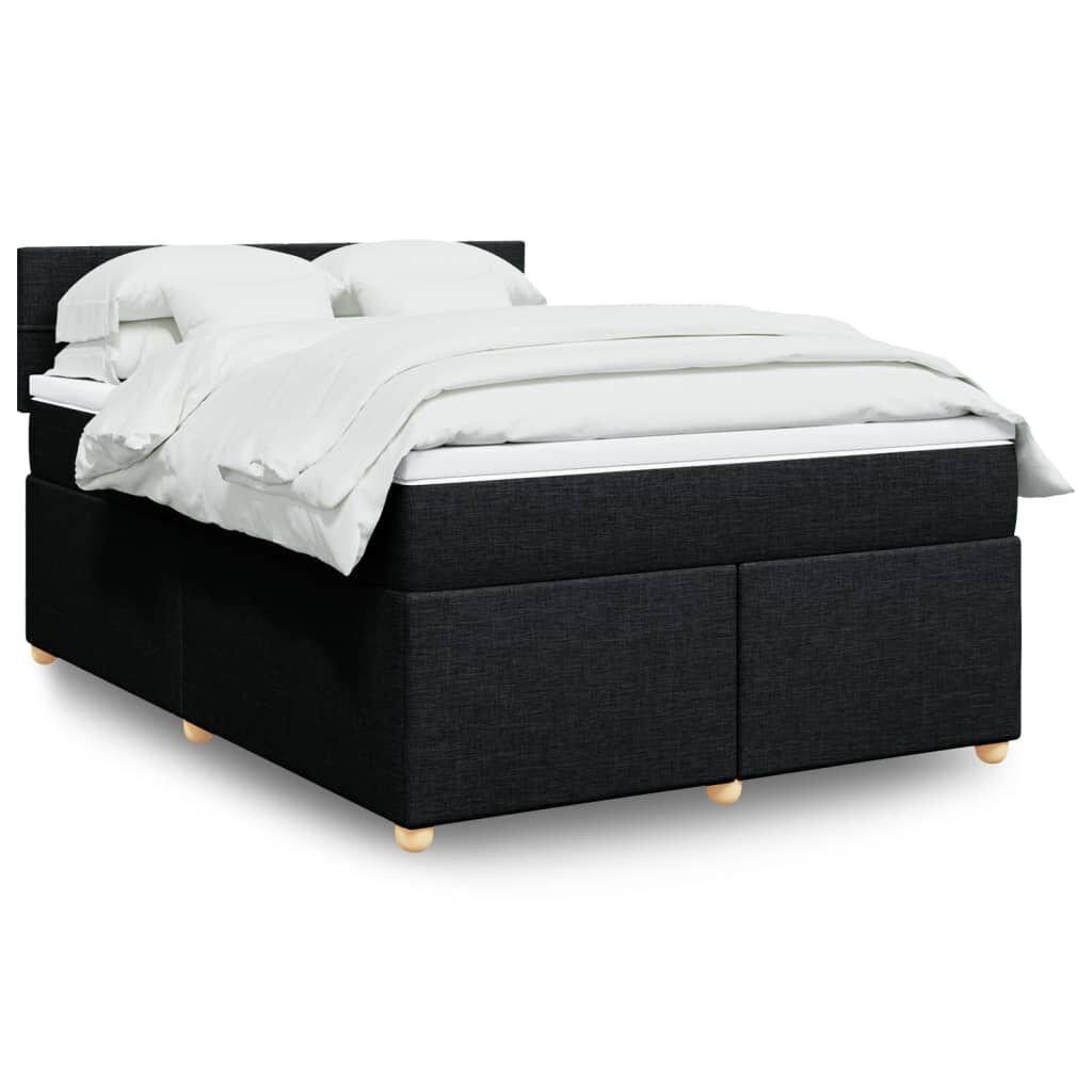 vidaXL Κρεβάτι Boxspring με Στρώμα Μαύρο 140x190 εκ. Υφασμάτινο