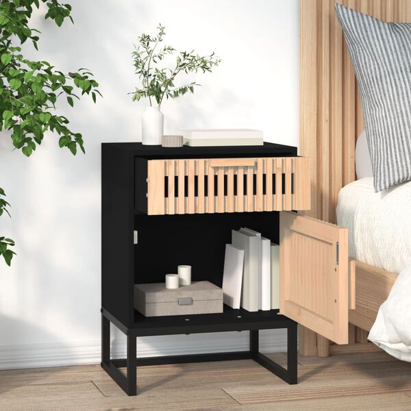 vidaXL Κομοδίνο Μαύρο 40x30x55,5 εκ. Επεξεργασμένο Ξύλο & Σίδερο