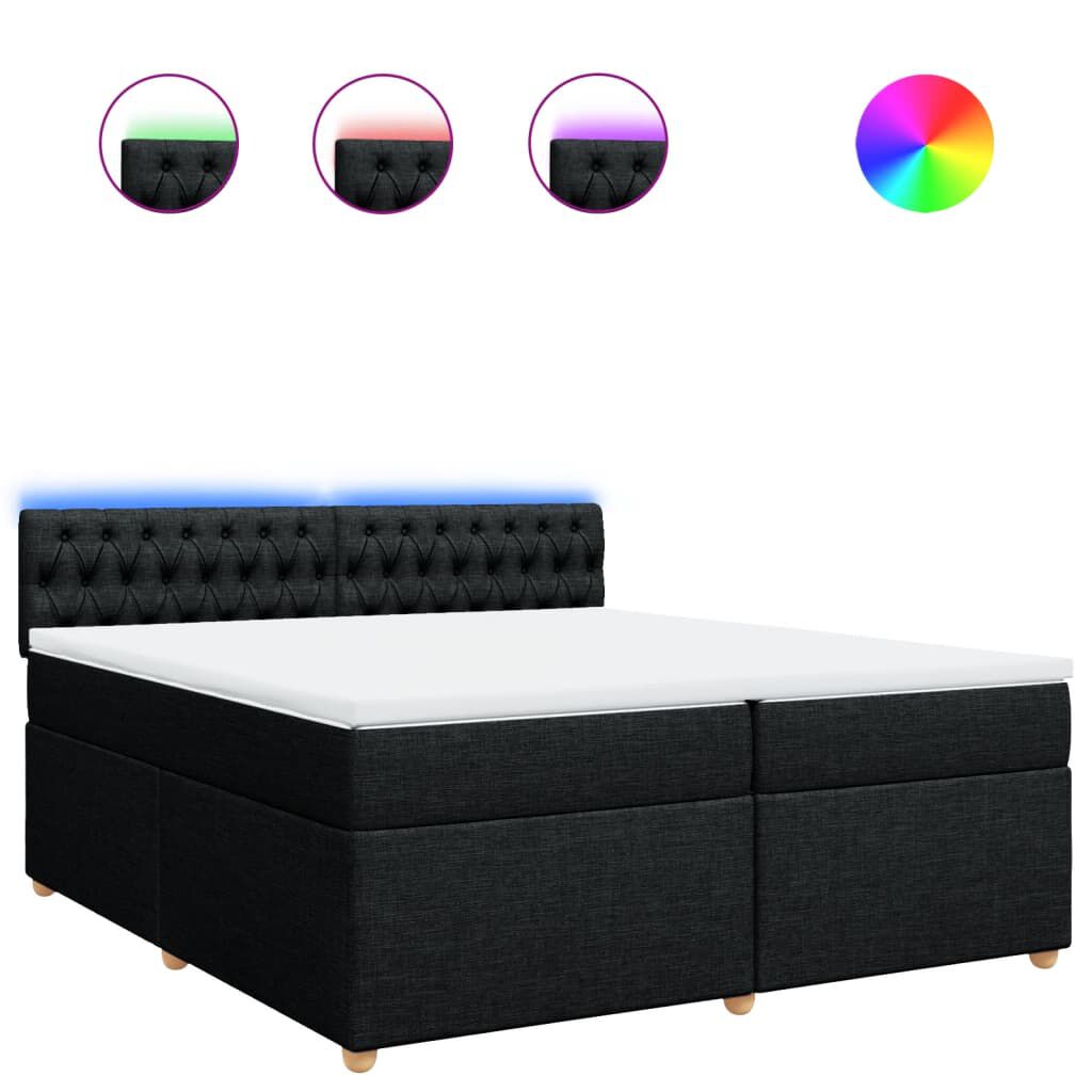 vidaXL Κρεβάτι Boxspring με Στρώμα Μαύρο 200x200 εκ. Υφασμάτινο