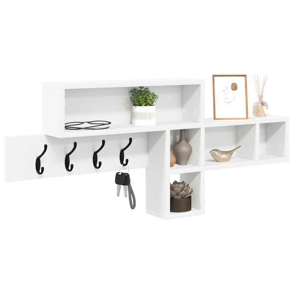 vidaXL Τοίχου Κρεμάστρα Λευκό 100 x 12 x 43.5 εκ Επεξεργασμένο ξύλο