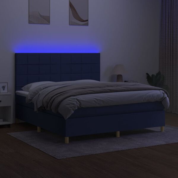 vidaXL &Kappa;&rho;&epsilon;&beta;ά&tau;&iota; Boxspring &mu;&epsilon; &Sigma;&tau;&rho;ώ&mu;&alpha; & LED &Mu;&pi;&lambda;&epsilon; 180x200 &epsilon;&kappa;. &Upsilon;&phi;&alpha;&sigma;&mu;ά&tau;&iota;&nu;&omicron;