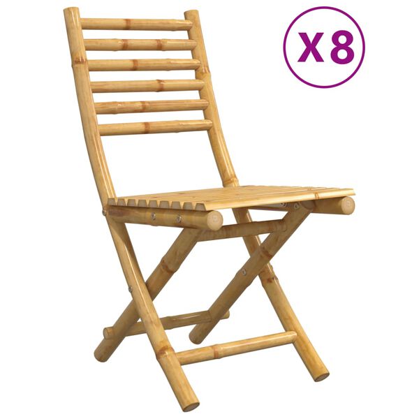 vidaXL Καρέκλες Κήπου Πτυσσόμενες 8 τεμ. 43x54x88 εκ. από Μπαμπού