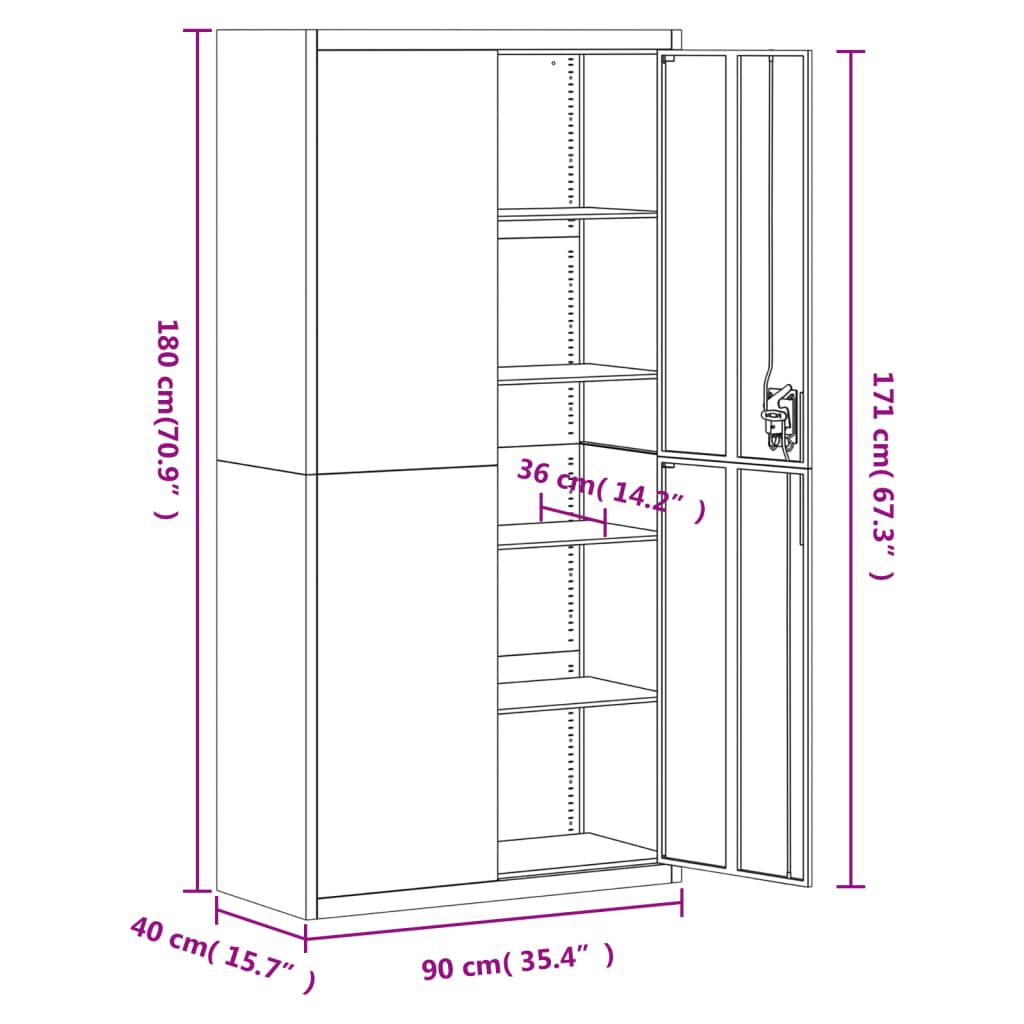 vidaXL Αρχειοθήκη Ανοιχτό Γκρι & Σκούρο Γκρι 90x40x180 εκ. Ατσάλινη