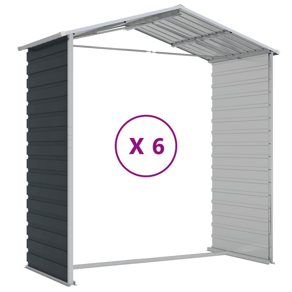 vidaXL Αποθήκη Κήπου Ανθρακί 191x555x198 εκ. Γαλβανισμένο Ατσάλι