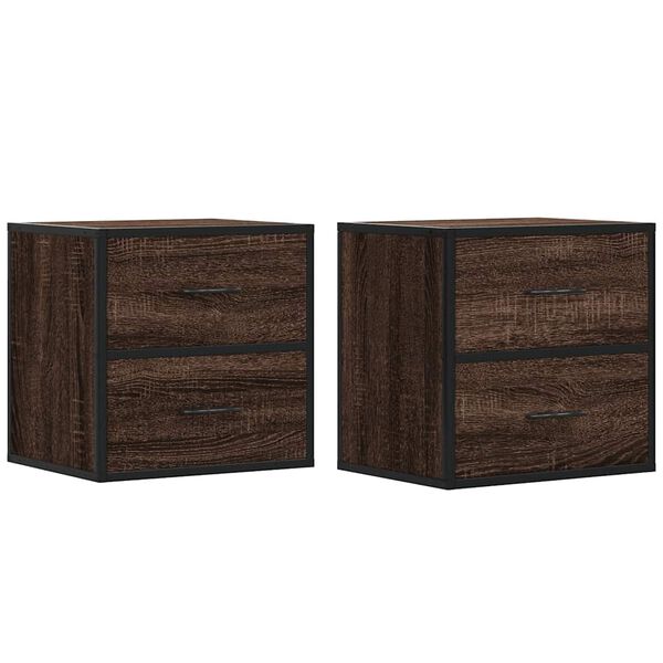 vidaXL Επίτοιχα κομοδίνα 2 τεμάχια καφέ δρυς 40x31x39,5 cm