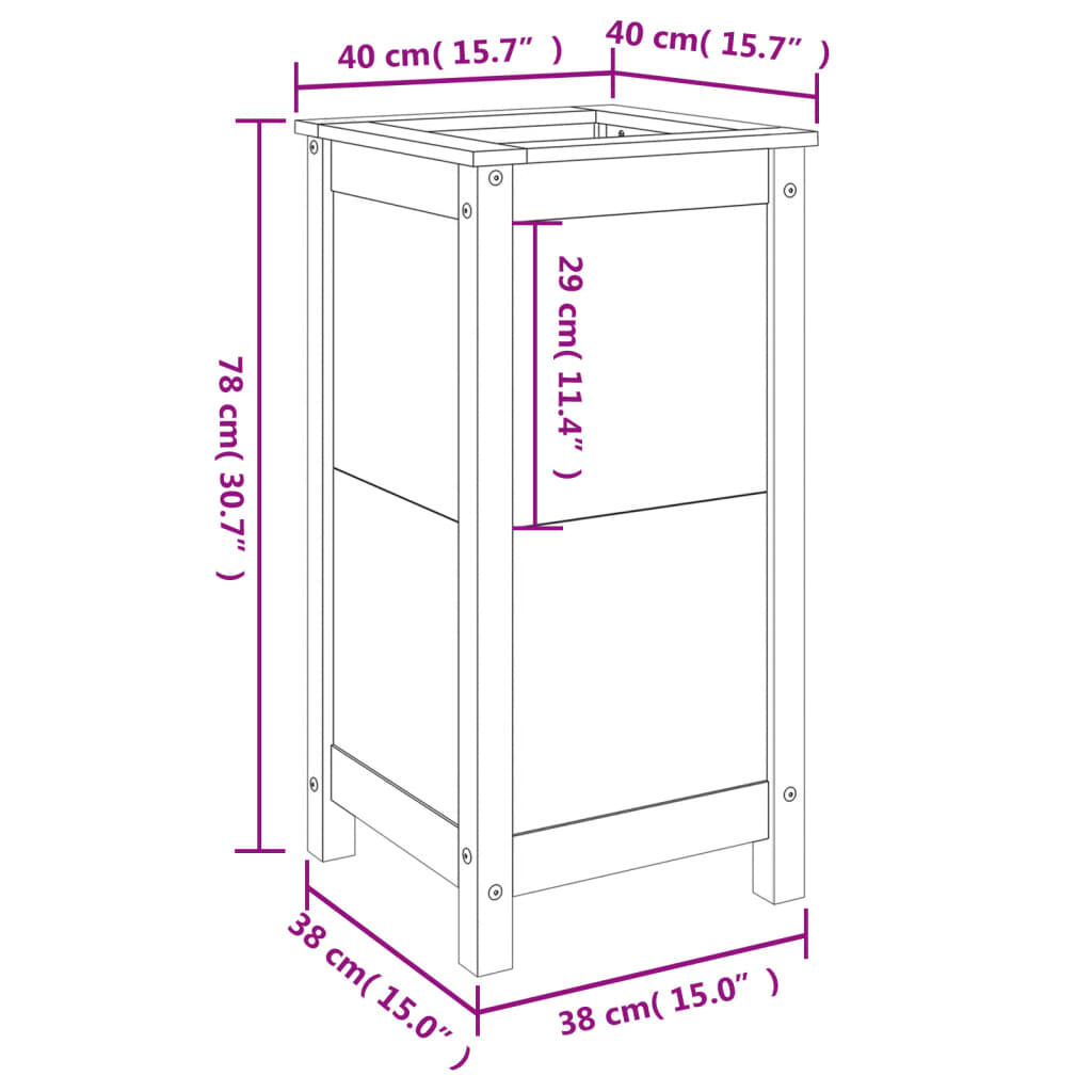 vidaXL Ζαρντινιέρα 40 x 40x 78 εκ. από Μασίφ Ξύλο Πεύκου