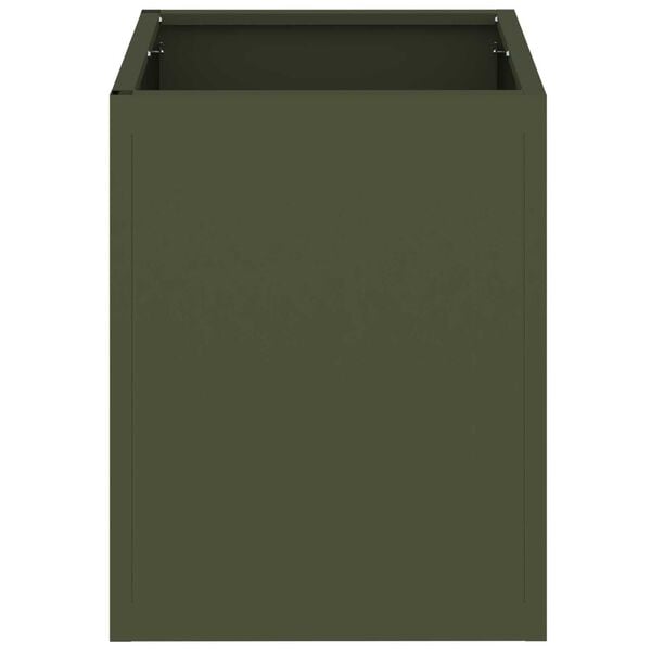 vidaXL Γλάστρα Κήπου Ελαιόχρωμο 50 x 32 x 40 εκ Κρύα έλαση από χάλυβα