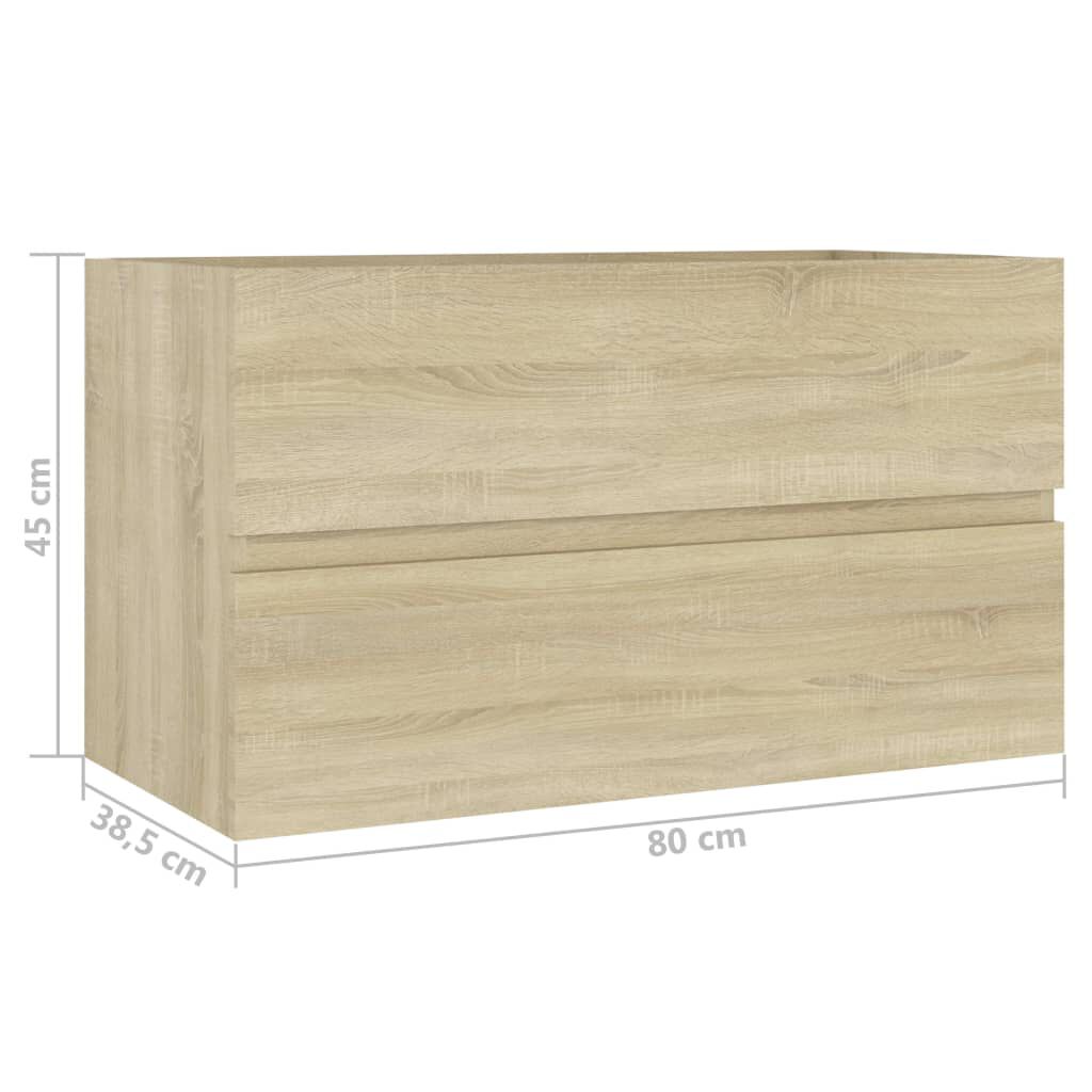 vidaXL Ντουλάπι Νιπτήρα Sonoma Δρυς 80 x 38,5 x 45 εκ. από Επεξ. Ξύλο