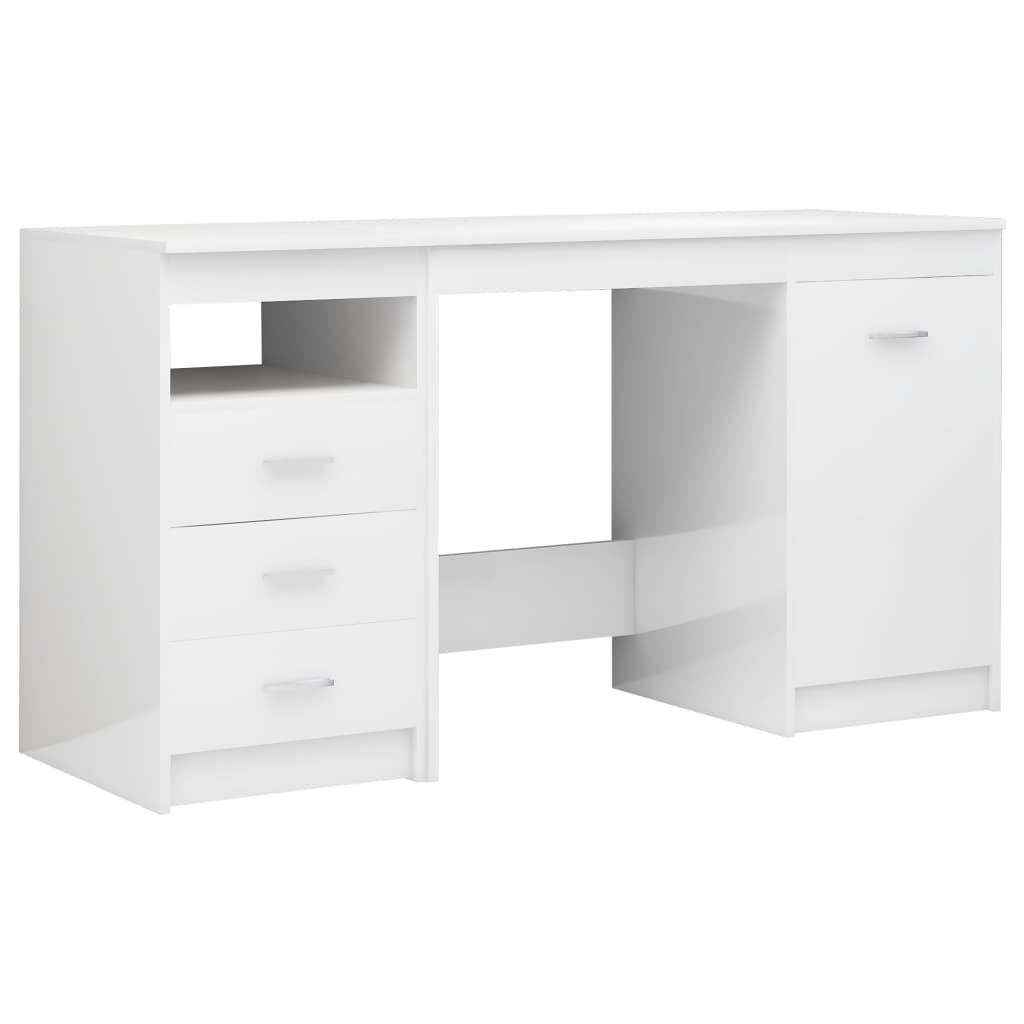 vidaXL Γραφείο Γυαλιστερό Λευκό 140 x 50 x 76 εκ. από Επεξ. Ξύλο