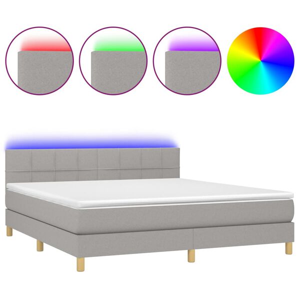 vidaXL &Kappa;&rho;&epsilon;&beta;ά&tau;&iota; Boxspring &mu;&epsilon; &Sigma;&tau;&rho;ώ&mu;&alpha; & LED &Alpha;&nu;.&Gamma;&kappa;&rho;&iota; 160x200 &epsilon;&kappa; &Upsilon;&phi;&alpha;&sigma;&mu;ά&tau;&iota;&nu;&omicron;