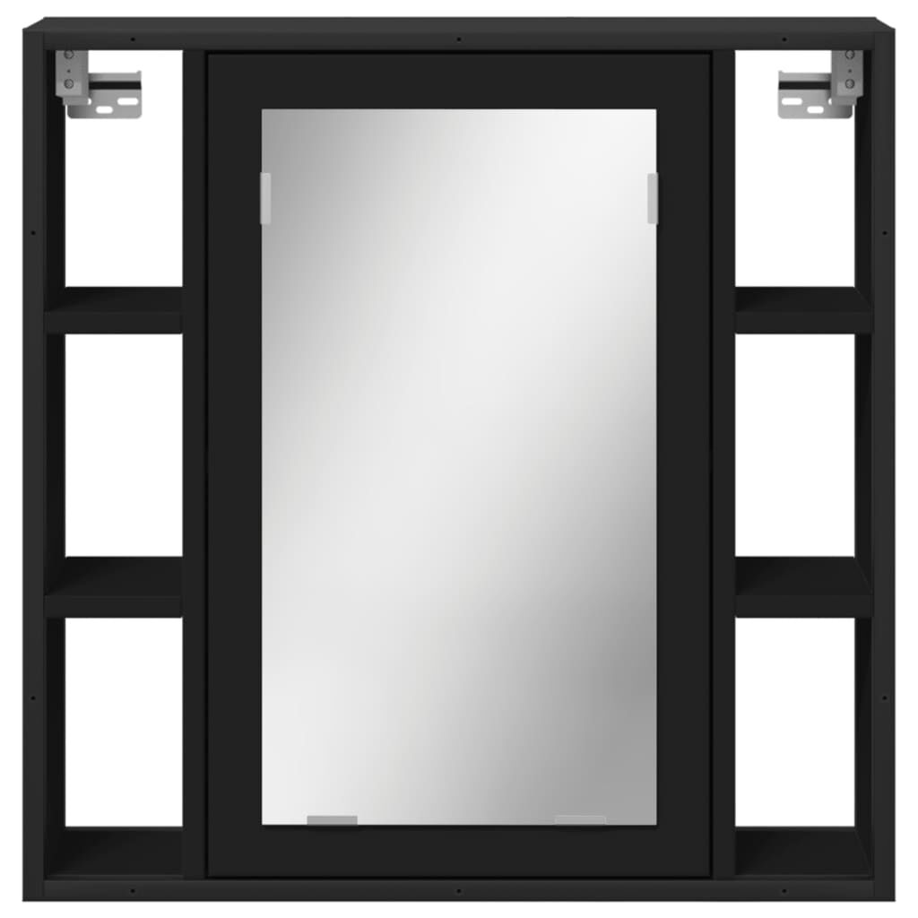 vidaXL Καθρέφτης Μπάνιου με Ντουλάπι Μαύρος 60x16x60 εκ. Επεξ. Ξύλο