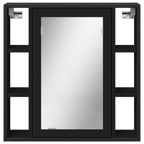 vidaXL Καθρέφτης Μπάνιου με Ντουλάπι Μαύρος 60x16x60 εκ. Επεξ. Ξύλο