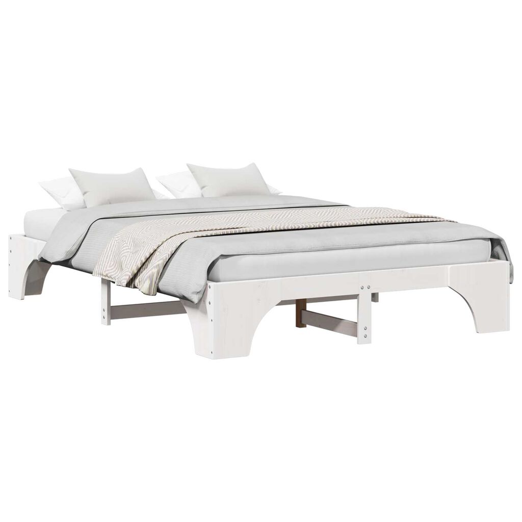 vidaXL Κρεβάτι Λευκό Ξύλο 150 x 200 cm Μινιμαλιστικό Ξύλινο Κρεβάτι