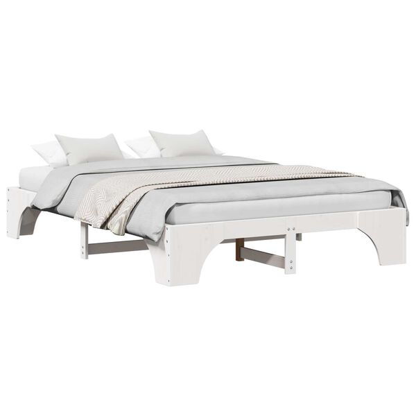 vidaXL Κρεβάτι Λευκό Ξύλο 150 x 200 cm Μινιμαλιστικό Ξύλινο Κρεβάτι